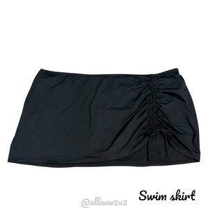Cole of California Black Drawstring Accent Swim Skort New Size 22W Elastic Waist